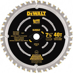 DeWALT - 7-1/4" Diam, 15.88mm Arbor Hole Diam, 40 Tooth Wet & Dry Cut Saw Blade - Steel, Framing Action, Standard Round Arbor - Americas Tooling