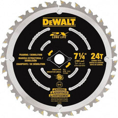 DeWALT - 7-1/4" Diam, 15.88mm Arbor Hole Diam, 48 Tooth Wet & Dry Cut Saw Blade - Steel, Framing Action, Standard Round Arbor - Americas Tooling