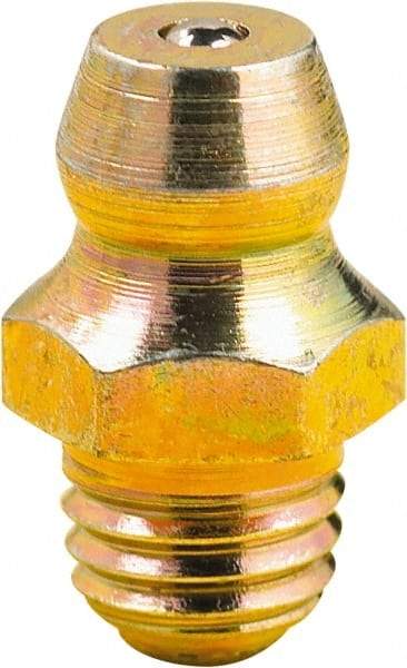 lumax - Straight Head Angle, M8x1 Metric Steel Grease Fitting Adapter - 9mm Hex, 0.63" Overall Height, 1/4" Shank Length - Americas Tooling