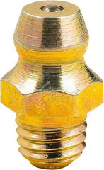 lumax - Straight Head Angle, M6x1 Metric Steel Grease Fitting Adapter - 7mm Hex, 0.6" Overall Height, 1/4" Shank Length - Americas Tooling