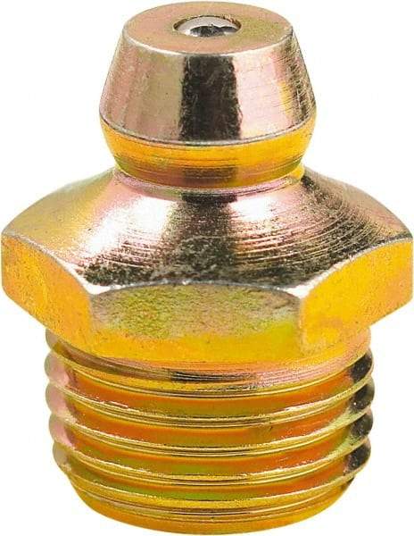 lumax - Straight Head Angle, 1/8 PTF Steel Grease Fitting Adapter - 7/16" Hex, 0.63" Overall Height, 0.28" Shank Length - Americas Tooling