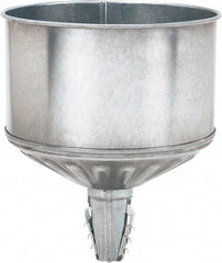 lumax - 256 oz Capacity Steel Funnel - 9-1/2" Mouth OD, 1-1/4" Tip OD, 3-3/4" Straight Spout, Silver - Americas Tooling