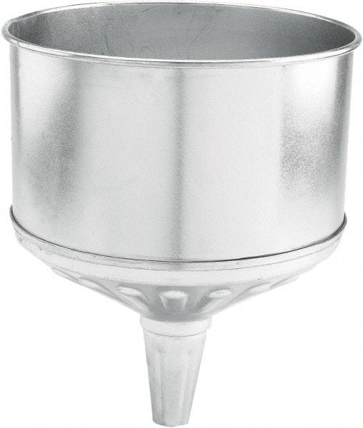 lumax - 256 oz Capacity Steel Funnel - 9-1/2" Mouth OD, 1-1/4" Tip OD, 3-3/4" Straight Spout, Silver - Americas Tooling