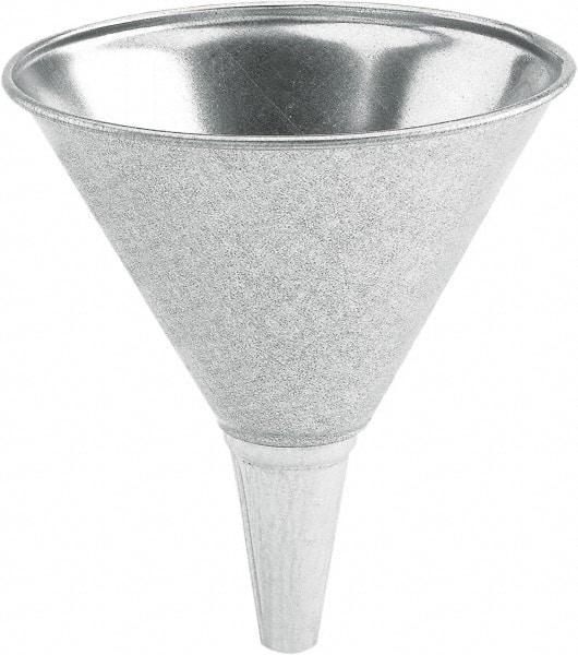 lumax - 64 oz Capacity Steel Funnel - 8-1/2" Mouth OD, 1/2" Tip OD, 3-1/4" Straight Spout, Silver - Americas Tooling