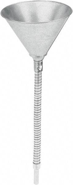 lumax - 16 oz Capacity Steel Funnel - 6" Mouth OD, 1/2" Tip OD, 13-1/4" Flexible Spout, Silver - Americas Tooling