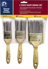 Premier Paint Roller - 1-1/2, 2 & 3" Flat Polyester General Purpose Paint Brush Set - 2-1/4 & 2-1/2 & 3" Bristle Length, 6 & 6-1/2" Wood Beavertail Handle - Americas Tooling