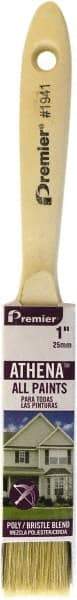 Premier Paint Roller - 1" Flat Polyester/Natural General Purpose Paint Brush - 2-1/4" Bristle Length, 5" Wood Beavertail Handle - Americas Tooling