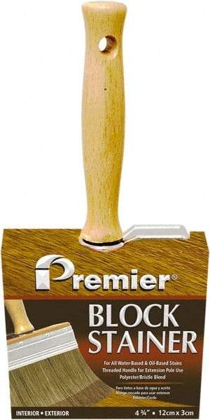 Premier Paint Roller - 5" Flat Polyester/Natural Stainer Brush - 3" Bristle Length, 5-1/4" Wood Threaded Wood Handle - Americas Tooling