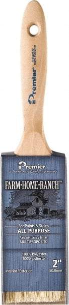 Premier Paint Roller - 2" Flat Polyester General Purpose Paint Brush - 2-1/2" Bristle Length, 5-1/2" Wood Beavertail Handle - Americas Tooling