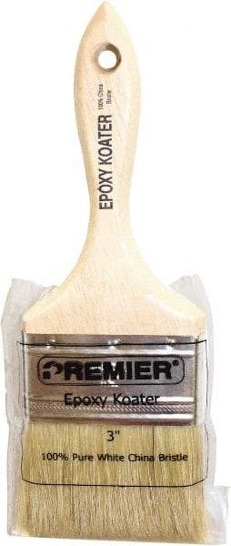 Premier Paint Roller - 3" Flat White China Bristle Varnish Brush - 2-1/4" Bristle Length, 5-1/2" Wood Beavertail Handle - Americas Tooling