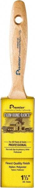 Premier Paint Roller - 1-1/2" Flat Nylon/Polyester General Purpose Paint Brush - 2-1/2" Bristle Length, 4-3/4" Wood Beavertail Handle - Americas Tooling