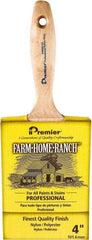 Premier Paint Roller - 4" Flat Nylon/Polyester General Purpose Paint Brush - 3-1/2" Bristle Length, 5-3/4" Wood Beavertail Handle - Americas Tooling