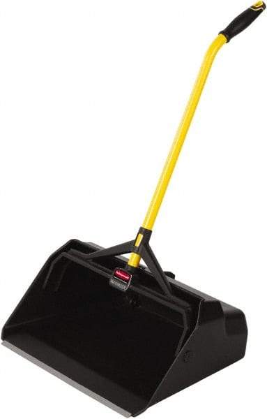 Rubbermaid - 20-7/16" Wide x 29" Deep x 11" High Handheld Dustpan - Plastic Body, 27" Handle, Black - Americas Tooling