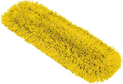 Rubbermaid - 25-1/4" Long x 5-1/2" Wide Cotton Blend Dust Mop Pad - Hook & Loop, Yellow, Rectangular Head, Launderable - Americas Tooling