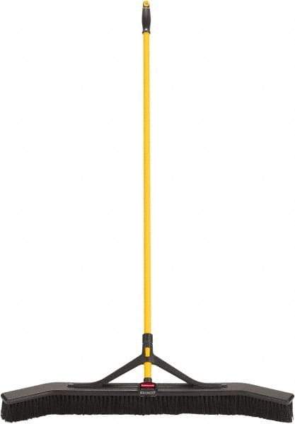 Rubbermaid - 36" Medium Duty Polypropylene Push Broom - 3" Bristle Length, Foam Block, Threaded Handle Connection, Handle Included - Americas Tooling