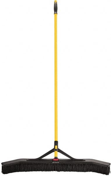 Rubbermaid - 36" Medium Duty Synthetic Push Broom - 3" Bristle Length, Foam Block, Threaded Handle Connection, Handle Included - Americas Tooling