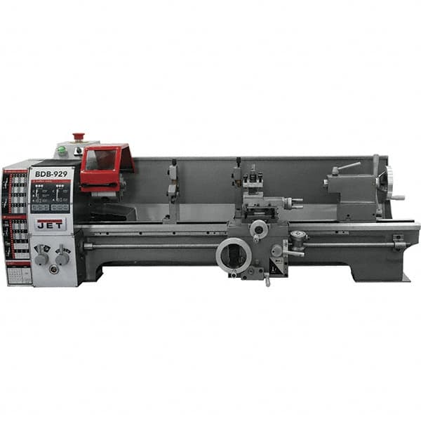 Jet - 8-3/4" Swing, 27-1/2" Between Centers, 115 Volt, Single Phase Bench Lathe - 3MT Taper, 3/4 hp, 130 to 2,000 RPM, 3/4" Bore Diam, 20" Deep x 30" High x 55" Long - Americas Tooling