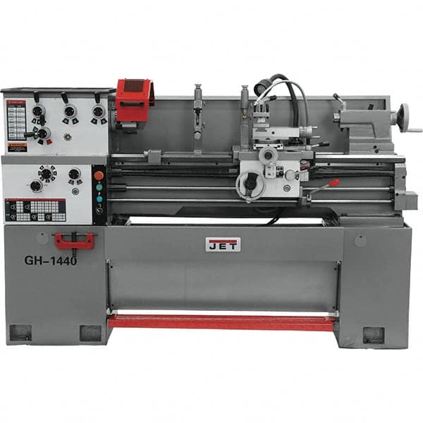 Jet - 14" Swing, 40" Between Centers, 230/460 Volt, Triple Phase Bench Lathe - 5MT Taper, 3 hp, 40 to 1,800 RPM, 1-1/2" Bore Diam, 30" Deep x 56-1/2" High x 74.8" Long - Americas Tooling