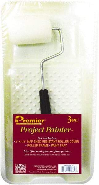 Premier Paint Roller - 14-3/4" Long, 1/4" Nap, Wall Paint Roller Set - 7-1/2" Wide, Steel Frame, Includes Paint Tray, Roller Cover & Frame - Americas Tooling