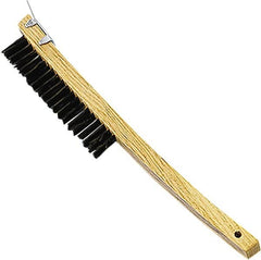 Premier Paint Roller - Steel Surface Preparation Wire Brush - 1" Bristle Length, 1" Wide, 14" OAL, Wood Block, Long Wood Handle - Americas Tooling