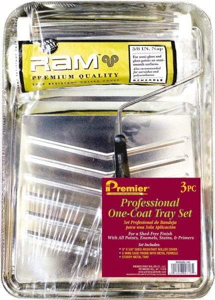 Premier Paint Roller - 14" Long, 3/8" Nap, Wall Paint Roller Set - 9" Wide, Steel Frame, Includes Paint Tray, Roller Cover & Frame - Americas Tooling