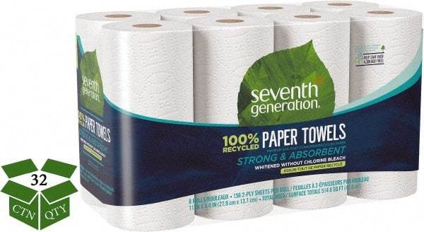 Seventh Generation - Perforated Roll of 2 Ply White Paper Towels - 11" Wide, No Added Dyes or Fragrances, 100% Recycled - Americas Tooling