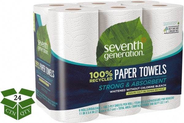 Seventh Generation - Perforated Roll of 2 Ply White Paper Towels - 11" Wide, No Added Dyes or Fragrances, 100% Recycled - Americas Tooling