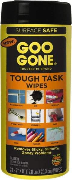 Goo Gone - Pre-Moistened General Purpose Wipes - Canister, 7" x 8" Sheet Size, White - Americas Tooling