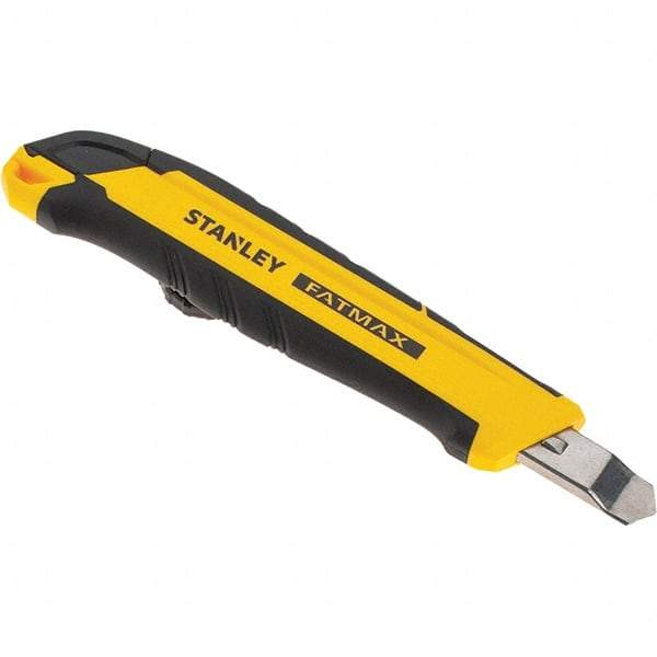 Stanley - Snap Utility Knife - 3.4" Carbon Steel Blade, Yellow & Black Bi-Material -ABS/TPR Handle, 1 Blade Included - Americas Tooling