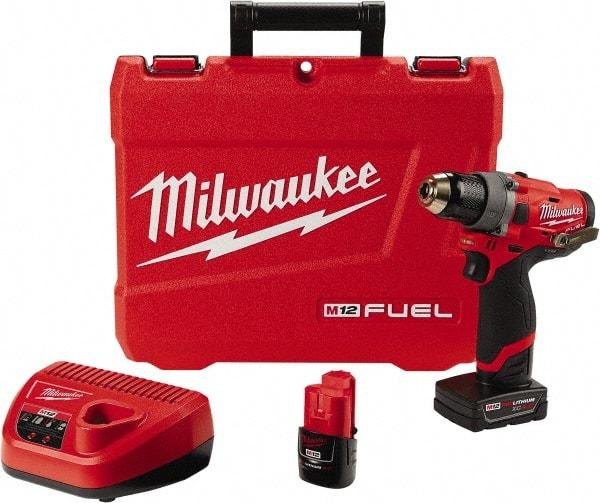 Milwaukee Tool - 12 Volt 1/2" Chuck Pistol Grip Handle Cordless Drill - 0-1700 RPM, Keyless Chuck, Reversible, 2 Lithium-Ion Batteries Included - Americas Tooling