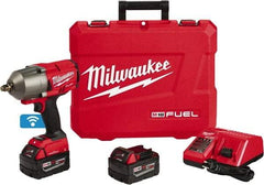 Milwaukee Tool - 1/2" Drive 18 Volt Pistol Grip Cordless Impact Wrench & Ratchet - 1,750 RPM, 0 to 2,100 BPM, 1,400 Ft/Lb Torque, 2 Lithium-Ion Batteries Included - Americas Tooling