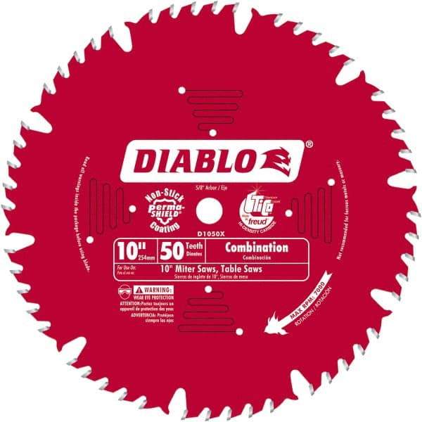 Freud - 10" Blade Diam, 50 Teeth, Carbide-Tipped Cold Saw Blade - 1" Arbor Hole Diam, 0.071" Blade Thickness - Americas Tooling