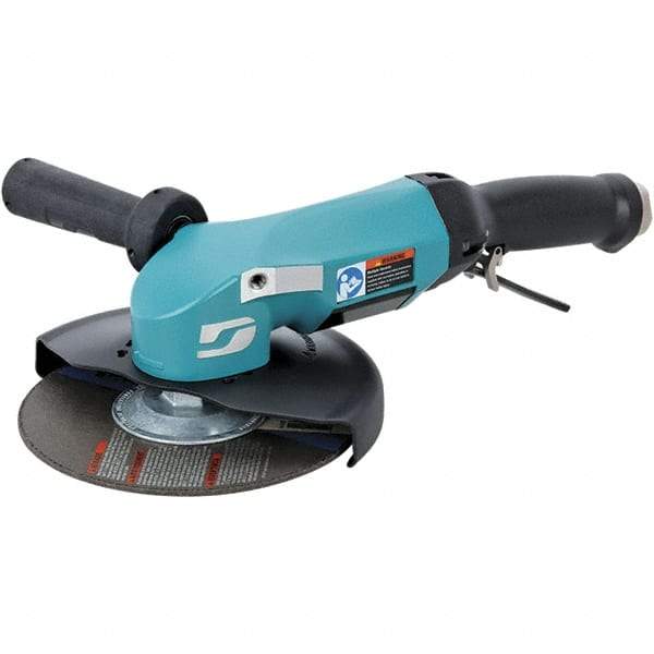 Dynabrade - 7" Wheel Diam, 8,500 RPM, Pneumatic Angle & Disc Grinder - 5/8-11 Spindle, 115 CFM, Adjustable Exhaust - Americas Tooling