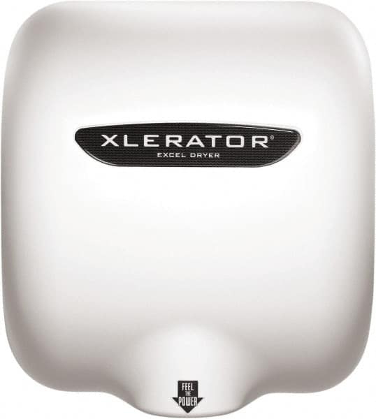 Excel Dryer - 1490 Watt White Finish Electric Hand Dryer - 208/277 Volts, 6.2 Amps, 11-3/4" Wide x 12-11/16" High x 6-11/16" Deep - Americas Tooling
