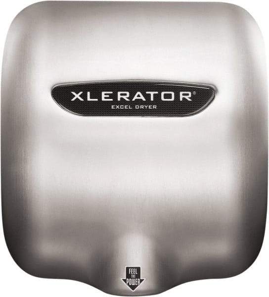 Excel Dryer - 1490 Watt Silver Finish Electric Hand Dryer - 208/277 Volts, 6.2 Amps, 11-3/4" Wide x 12-11/16" High x 6-11/16" Deep - Americas Tooling