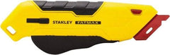 Stanley - Retractable Box Cutter - 2.175" Steel Blade, Yellow & Black Bi-Material Handle, 4 Blades Included - Americas Tooling