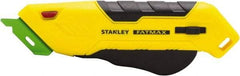 Stanley - Retractable Box Cutter - 2.175" Steel Blade, Yellow & Black Bi-Material Handle, 4 Blades Included - Americas Tooling