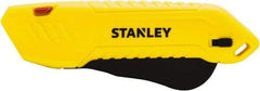 Stanley - Retractable Safety Utility Knife - 2.175" Steel Blade, Yellow & Black Plastic Handle, 1 Blade Included - Americas Tooling