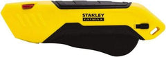 Stanley - Retractable Safety Utility Knife - 2.175" Steel Blade, Yellow & Black Bi-Material Handle, 1 Blade Included - Americas Tooling