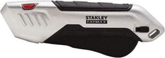 Stanley - Retractable Safety Utility Knife - 2.175" Steel Blade, Silver & Black Ergonomic Non-slip Grips Handle, 1 Blade Included - Americas Tooling