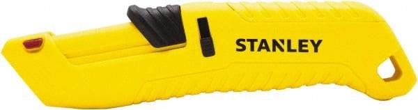 Stanley - Retractable Safety Utility Knife - 2.175" Steel Blade, Yellow & Black Contoured Plastic Handle, 4 Blades Included - Americas Tooling