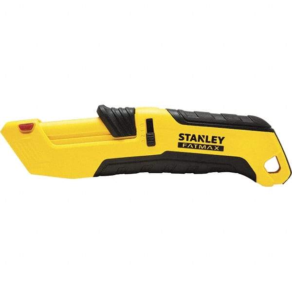 Stanley - Retractable Safety Utility Knife - 2.175" Steel Blade, Yellow & Black Ergonomic Non-slip Grips Handle, 4 Blades Included - Americas Tooling