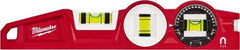 Milwaukee Tool - Magnetic 10" Long 3 Vial Torpedo Level - Die Cast, Red, 1 Level, 1 Plumb & 1 Rotating/Locking Vials - Americas Tooling