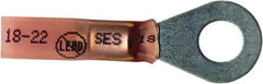 Made in USA - 22-18 AWG Partially Insulated Solder Connection Closed Eyelet Ring Terminal - 1/4" Stud, 1-1/2" OAL x 0.55" Wide, Tin Plated Copper Contact - Americas Tooling