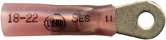 Made in USA - 22-18 AWG Partially Insulated Solder Connection Closed Eyelet Ring Terminal - #6 Stud, 1-1/4" OAL x 0.35" Wide, Tin Plated Copper Contact - Americas Tooling