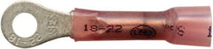 Made in USA - 22-18 AWG Partially Insulated Crimp & Solder Connection Closed Eyelet Ring Terminal - #8 Stud, 1-1/2" OAL x 0.35" Wide, Tin Plated Copper Contact - Americas Tooling