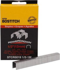 Stanley Bostitch - 1/2" Long x 7/16" Wide, 24 Gauge Crowned Construction Staple - Steel, Chisel Point - Americas Tooling