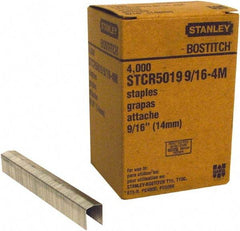 Stanley Bostitch - 9/16" Long x 7/16" Wide, 18 Gauge Crowned Construction Staple - Steel, Chisel Point - Americas Tooling