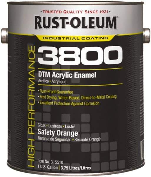 Rust-Oleum - 1 Gal Safety Orange Gloss Finish Acrylic Enamel Paint - 150 to 270 Sq Ft per Gal, Interior/Exterior, Direct to Metal - Americas Tooling