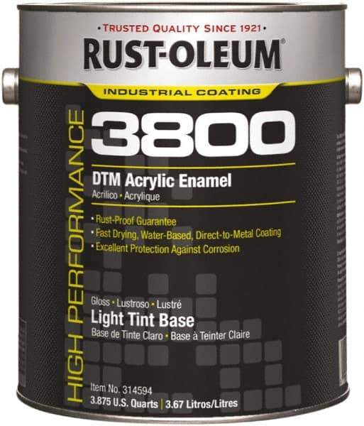 Rust-Oleum - 1 Gal Light Tint Base Gloss Finish Acrylic Enamel Paint - 150 to 270 Sq Ft per Gal, Interior/Exterior, Direct to Metal - Americas Tooling